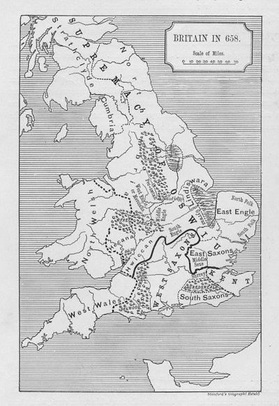 Map of Britain in 658, Produced by Stanford